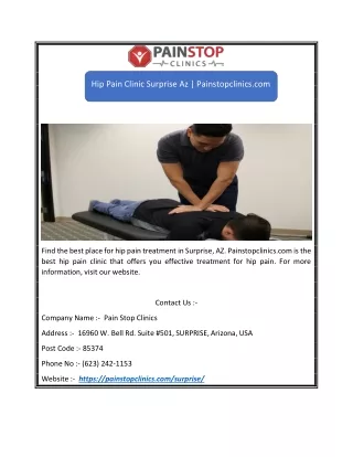 Hip Pain Clinic Surprise Az | Painstopclinics.com