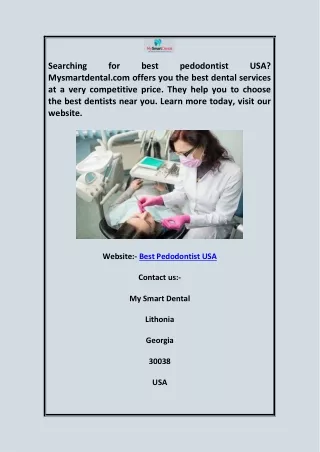 Best Pedodontist USA  Mysmartdental.com