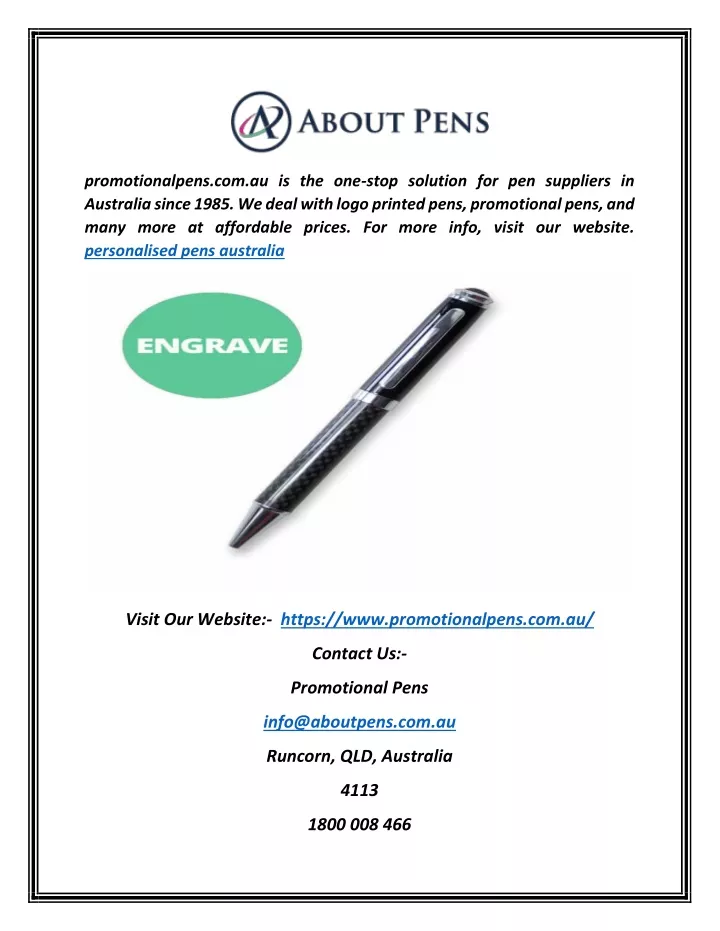 promotionalpens com au is the one stop solution