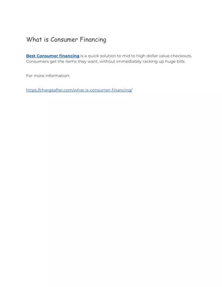 what is consumer financing