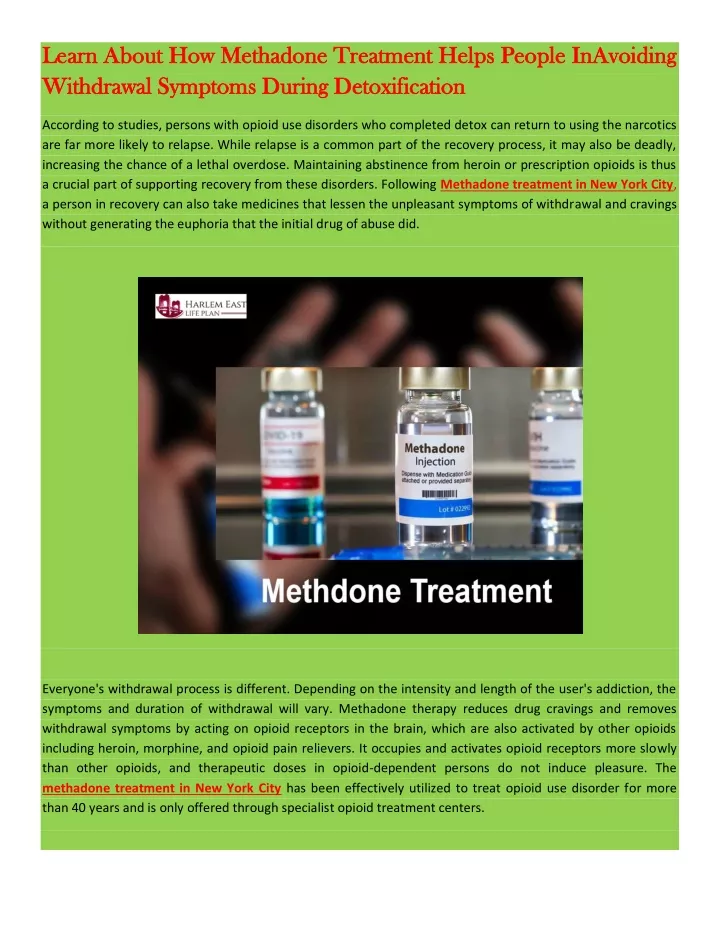 learn about how methadone treatment helps people