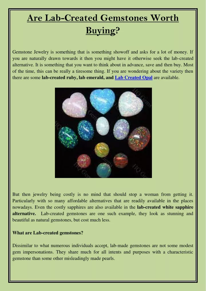 are lab created gemstones worth buying
