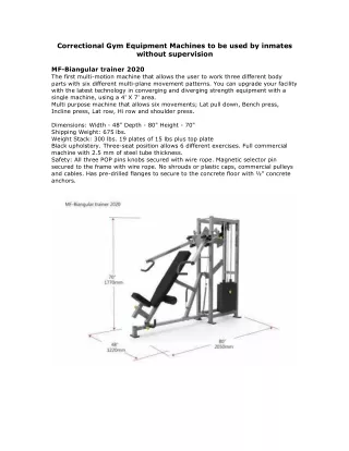 Correctional Fitness Equipment for Indoor