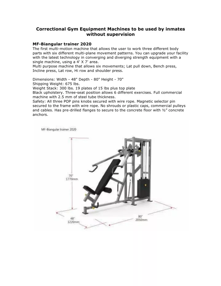 correctional gym equipment machines to be used