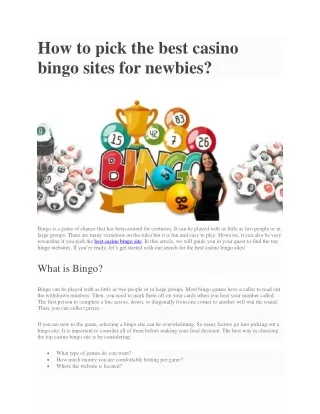 how to pick the best casino bingo sites