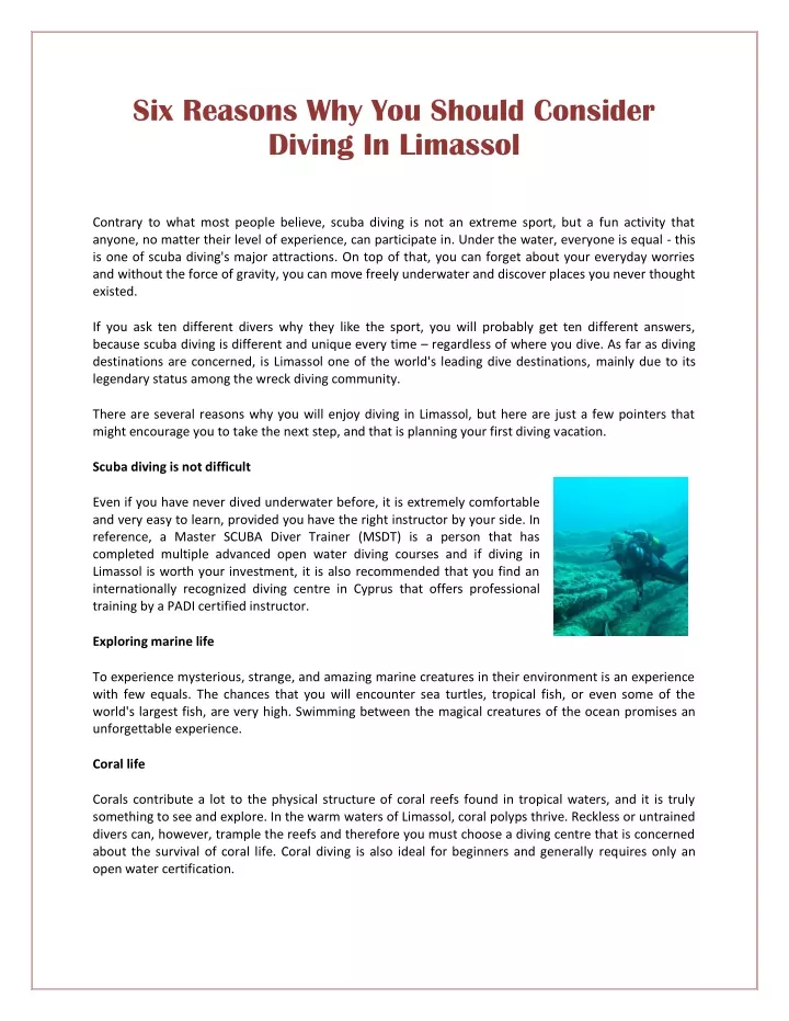 six reasons why you should consider diving