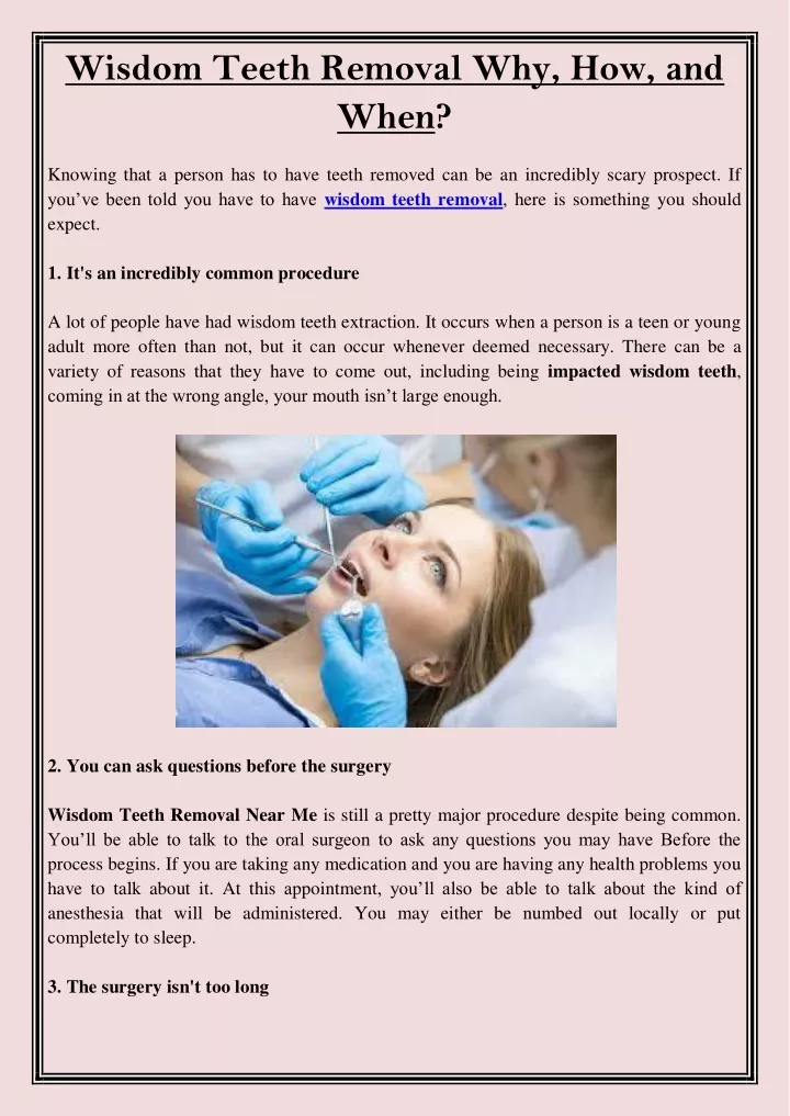 wisdom teeth removal why how and when