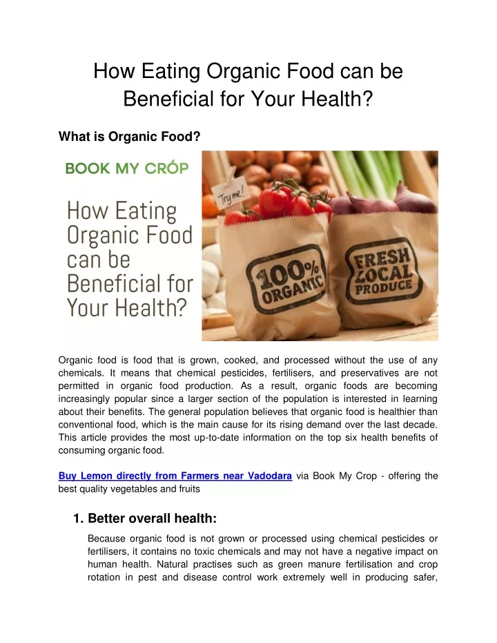 how eating organic food can be beneficial