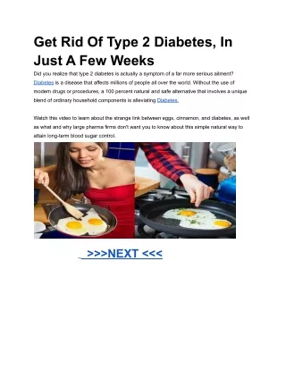 Get Rid Of Type 2 Diabetes, In Just A Few Weeks