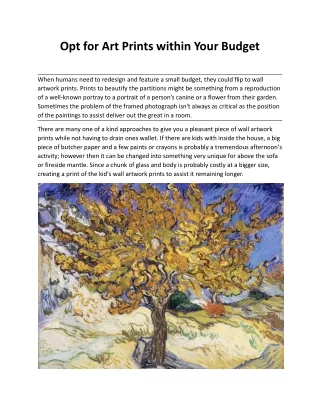 opt for art prints within your budget