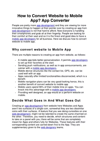 how to convert website to mobile app app converter