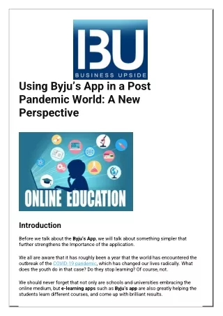 using byju s app in a post pandemic world
