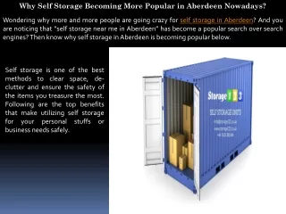 Why Self Storage Becoming More Popular in Aberdeen Nowadays?