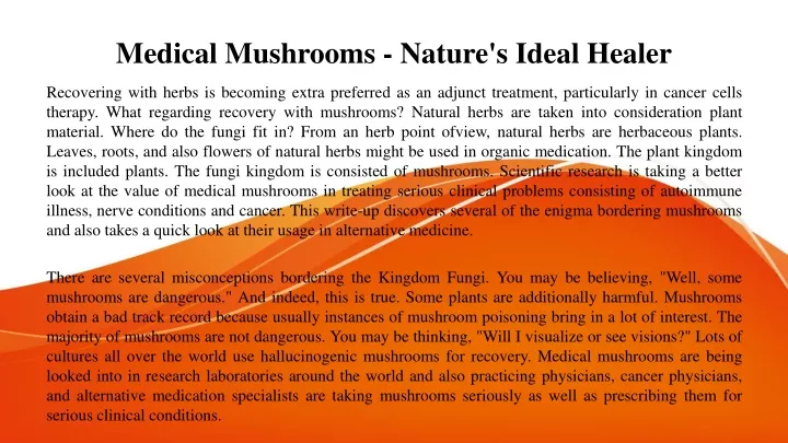 medical mushrooms nature s ideal healer