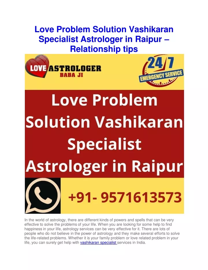 love problem solution vashikaran specialist astrologer in raipur relationship tips