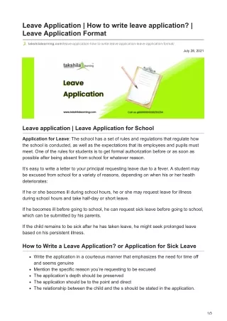 leave application how to write leave application