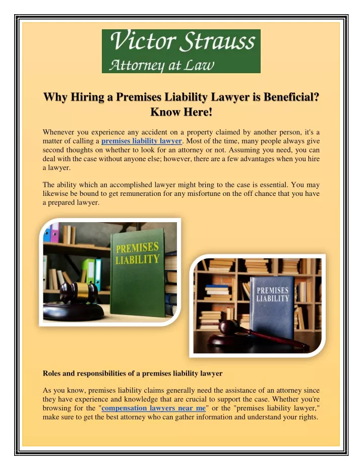 why hiring a premises liability lawyer