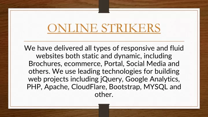 online strikers