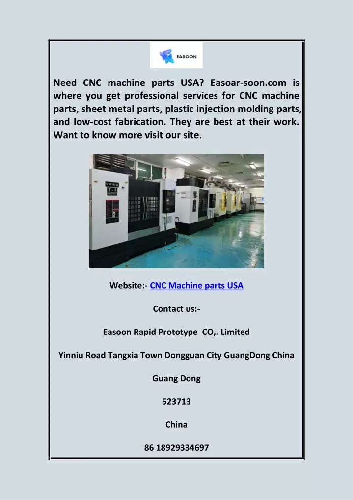 need cnc machine parts usa easoar soon