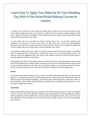 Learn How To Apply Your Make-Up On Your Wedding Day With Asian Bridal Makeup