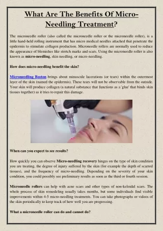 what are the benefits of micro needling treatment