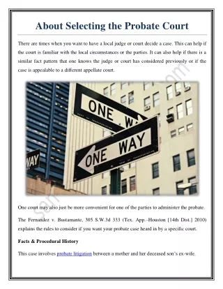about selecting the probate court