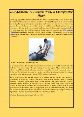is it advisable to exercise without chiropractor