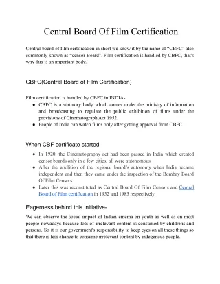 Central Board Of Film Certification