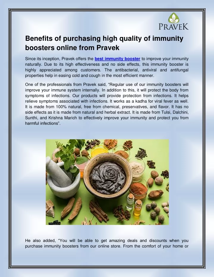 benefits of purchasing high quality of immunity