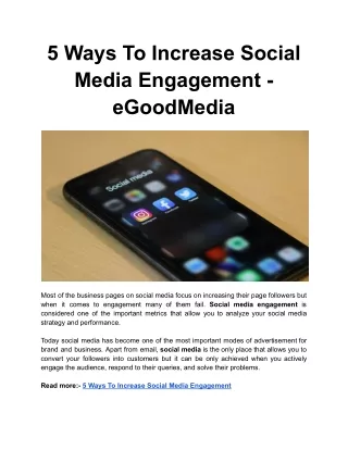 5 Ways To Increase Social Media Engagement - eGoodMedia