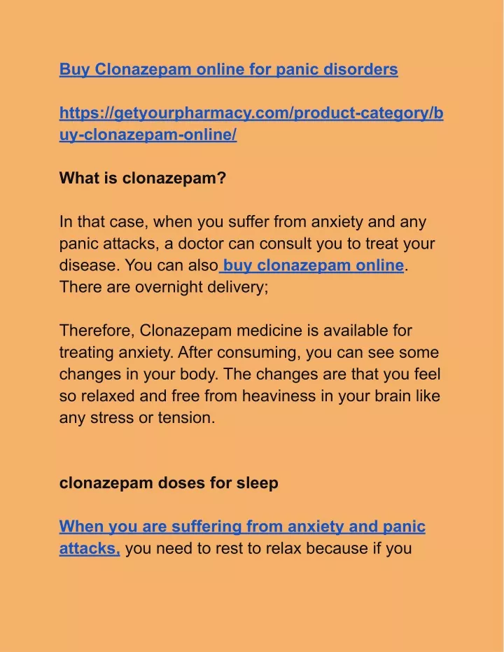 buy clonazepam online for panic disorders