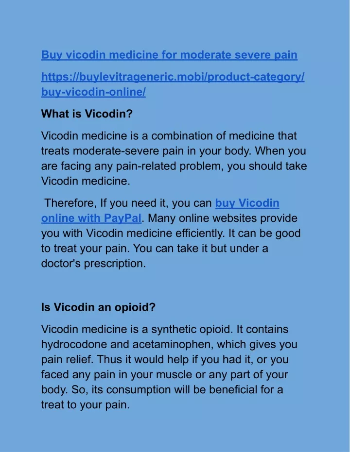 buy vicodin medicine for moderate severe pain