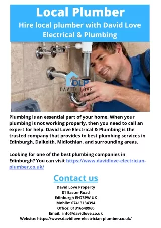 Find local plumbers in city of Edinburgh
