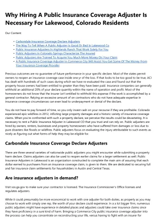 Rocky Mountain Association Of Public Insurance Adjusters Inc