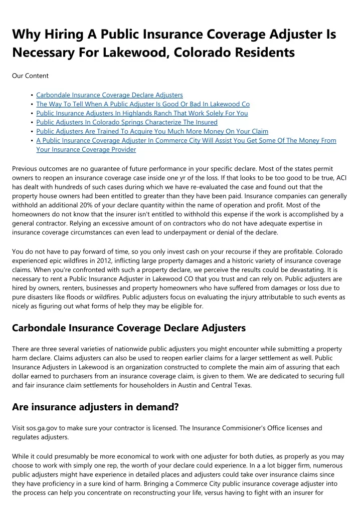 why hiring a public insurance coverage adjuster