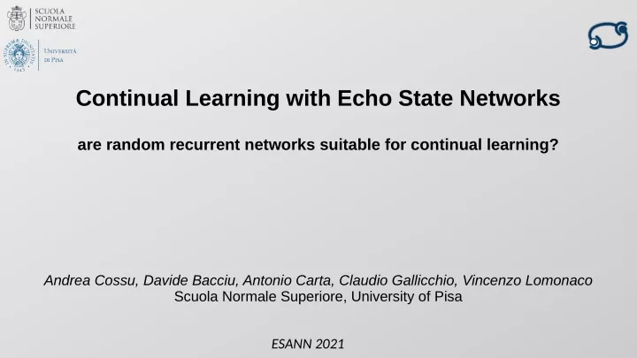 continual learning with echo state networks