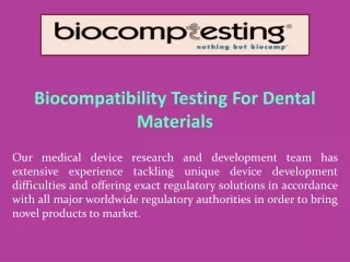 biocompatibility testing for dental materials