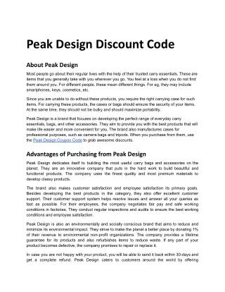 peak design discount code