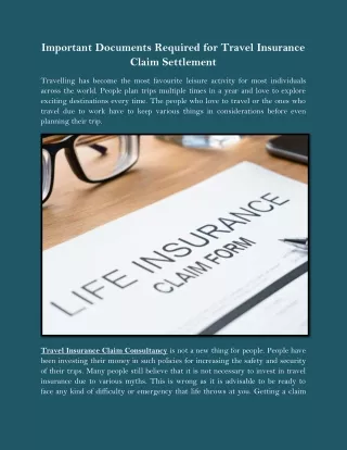 Important documents required for travel insurance claim settlement