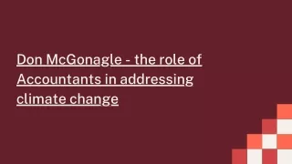 Don McGonagle - the role of Accountants in addressing climate change