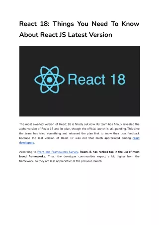 react 18 things you need to know about react