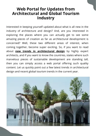 Web Portal for Updates from Architectural and Global Tourism Industry