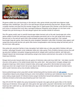 Kumpulan Daftar Situs Judi Pkv Games Poker QQ Online Terbaik Nomor one Di Indone