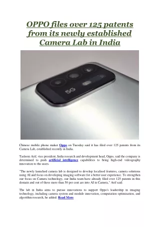 oppo files over 125 patents from its newly