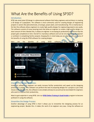 what are the benefits of using sp3d intro