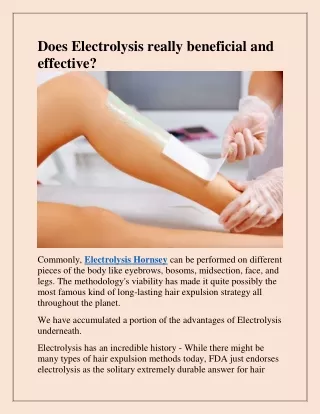 does electrolysis really beneficial and effective