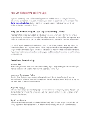 how can remarketing improve sales