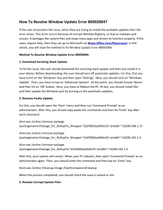 how to resolve window update error 80092004
