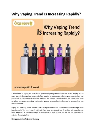 Why Vaping Trend Is Increasing Rapidly