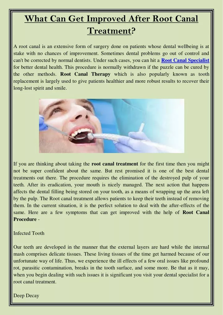 what can get improved after root canal treatment